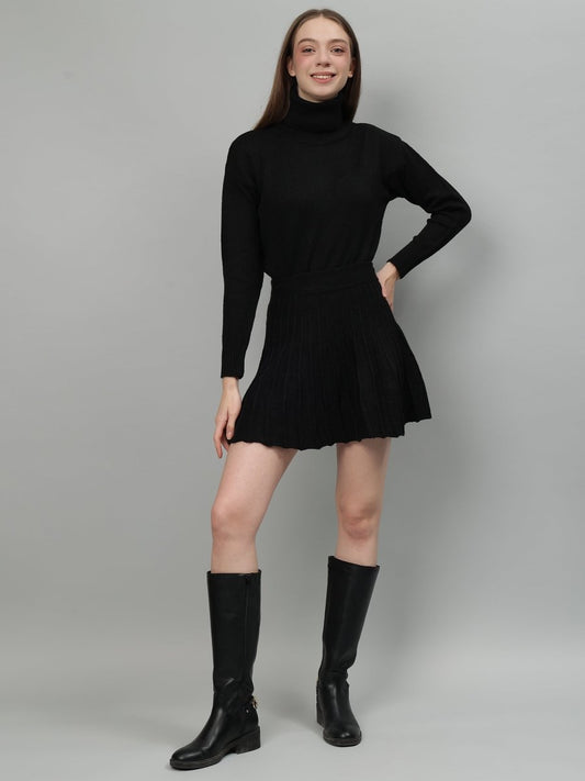 Gaiia Solid High Neck Mini Skirt Co - Ord Set - GAIIA