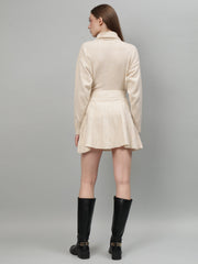 Gaiia Solid High Neck Mini Skirt Co-Ord Set