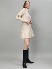 Gaiia Solid High Neck Mini Skirt Co-Ord Set