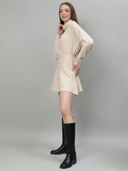 Gaiia Solid High Neck Mini Skirt Co-Ord Set