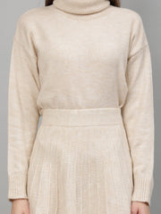 Gaiia Solid High Neck Mini Skirt Co-Ord Set