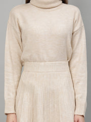 Gaiia Solid High Neck Mini Skirt Co-Ord Set