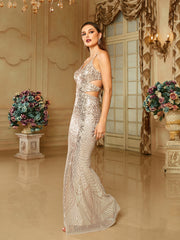 Gaiia Celeste Radiance Sequin Gown Dress - Golden