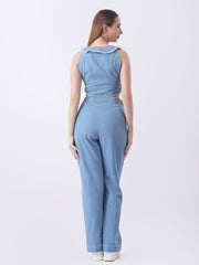 Gaiia Denim Buttoned Utility Co-Ord Set - Blue