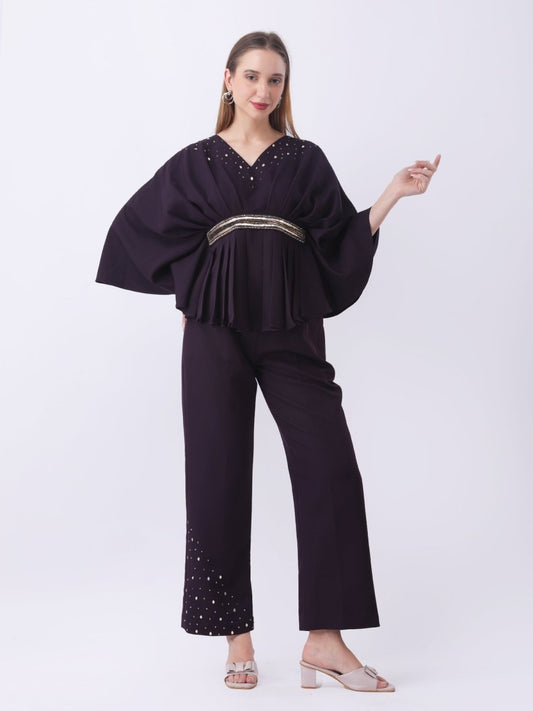 Gaiia Partywear Peplum Co - Ord Set - Purple - GAIIA