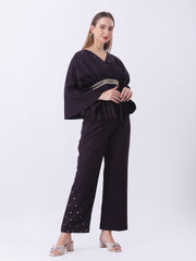 Gaiia Partywear Peplum Co-Ord Set - Purple