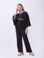 Gaiia Partywear Peplum Co-Ord Set - Purple