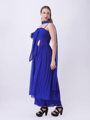 Gaiia 3-Piece Set With Sheer Overlay - Blue