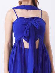 Gaiia 3-Piece Set With Sheer Overlay - Blue