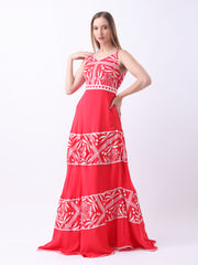 Gaiia Strappy Multi Tiered Dress - Red