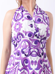 Gaiia Halter Neck Short Summer Dress - Purple