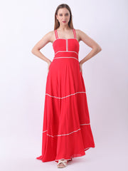 Gaiia Red Strappy Tiered Dress - Red