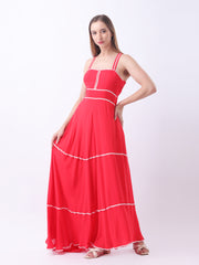 Gaiia Red Strappy Tiered Dress - Red