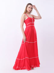 Gaiia Red Strappy Tiered Dress - Red
