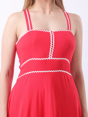 Gaiia Red Strappy Tiered Dress - Red