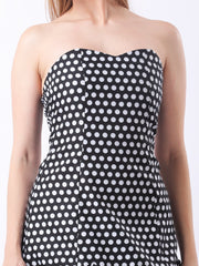 Gaiia Strapless Polka Dot Ruffle-Hem Mini Dress - Black