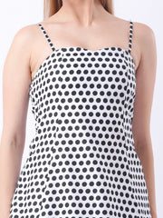 Gaiia Strappy Polka Dot Ruffle-Hem Mini Dress - White