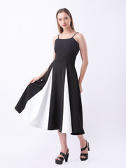 Gaiia Color-Block Godet Dress - Black