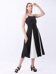 Gaiia Color-Block Godet Dress - Black