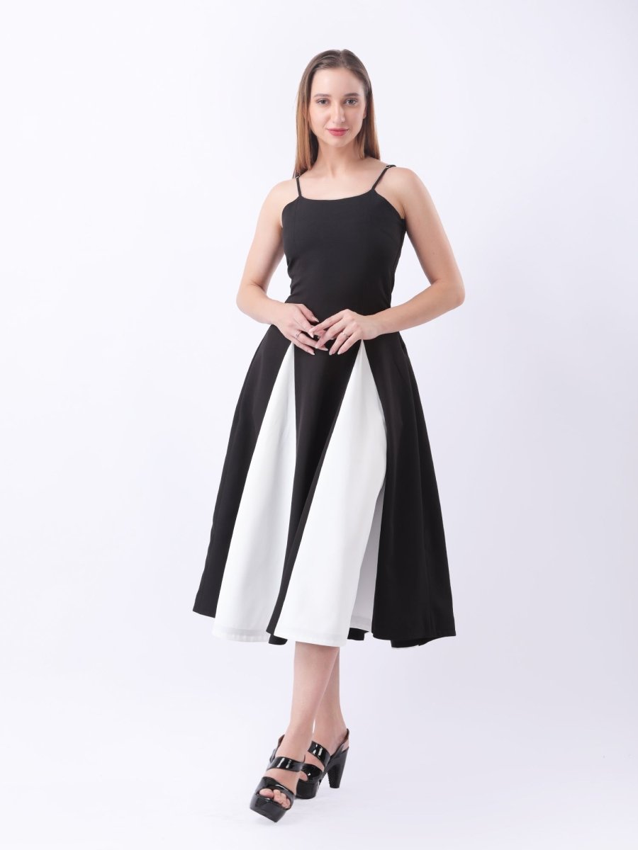 Gaiia Color - Block Godet Dress - Black - GAIIA