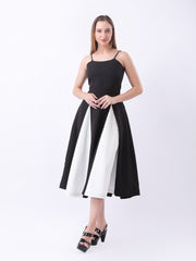Gaiia Color-Block Godet Dress - Black