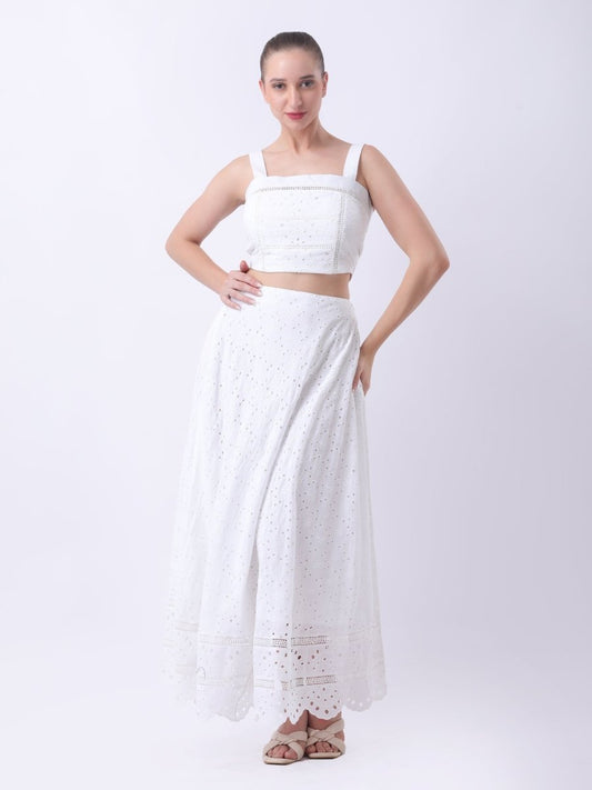 Gaiia Broderie Anglaise Two - Piece Set - White - GAIIA