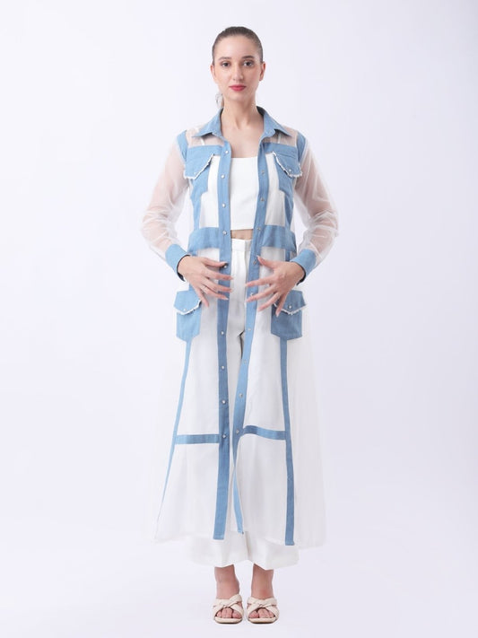 Gaiia Architectural Sheer - Panel Coat Set - White - GAIIA