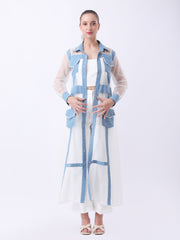 Gaiia Architectural Sheer-Panel Coat Set - White