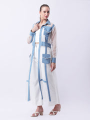 Gaiia Architectural Sheer-Panel Coat Set - White