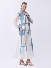 Gaiia Architectural Sheer-Panel Coat Set - White