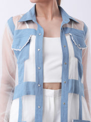 Gaiia Architectural Sheer-Panel Coat Set - White