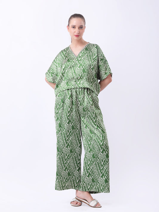 Gaiia Abstract Print Co-Ord Set - Green