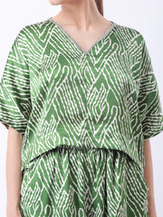 Gaiia Abstract Print Co-Ord Set - Green