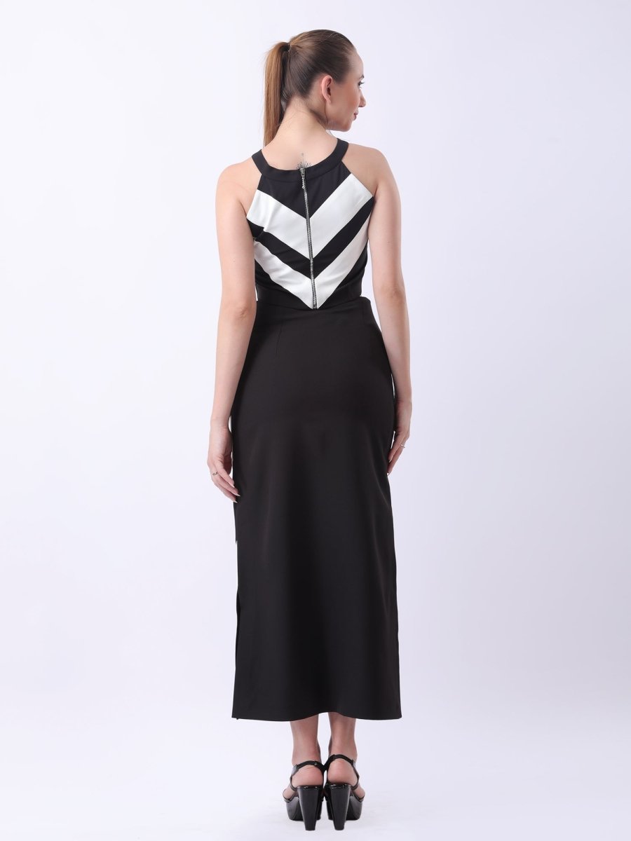 Gaiia Chevron - Stripe Two - Piece Maxi Set - Black - GAIIA