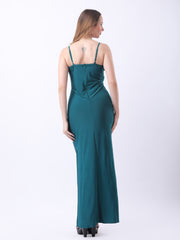 Gaiia Cowl Neck Ruched Maxi Gown - Turquoise