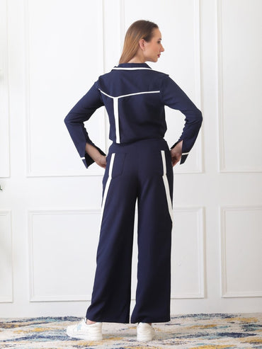 Gaiia Navy Full Sleeves Co - Ord Set - Navy - GAIIA