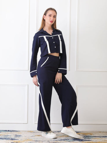 Gaiia Full Sleeve Co - Ord Set - Navy - GAIIA