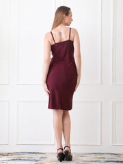 Gaiia Cowl Neck Ruched Sheath Dress - Wine