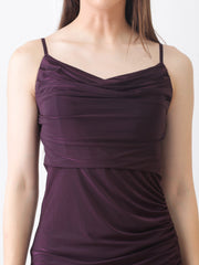 Gaiia Cowl Neck Ruched Sheath Dress - Voilet