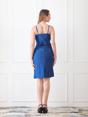 Gaiia Cowl Neck Ruched Sheath Dress - Turquoise