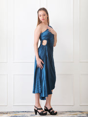 Gaiia Asymmetrical Pleated Dress - Teal