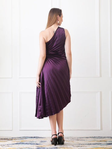 Gaiia Asymmetrical Pleated Dress - Teal - GAIIA