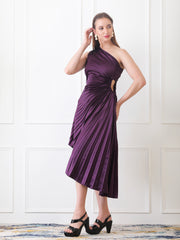 Gaiia Asymmetrical Pleated Dress - Purple