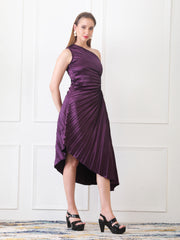 Gaiia Asymmetrical Pleated Dress - Purple