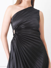 Gaiia Asymmetrical Pleated Dress - Black