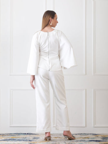 Gaiia Partywear Peplum Co - Ord Set - White - GAIIA