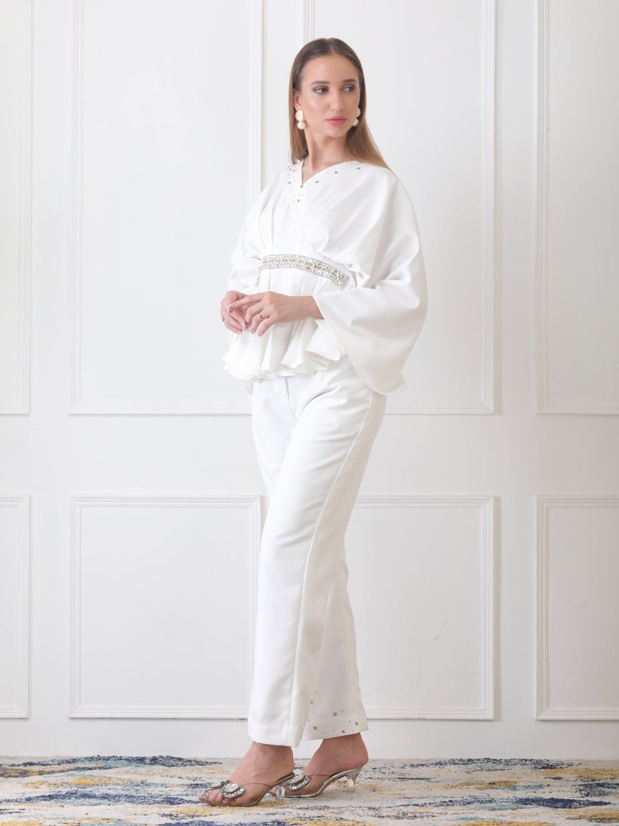 Gaiia Partywear Peplum Co - Ord Set - White - GAIIA