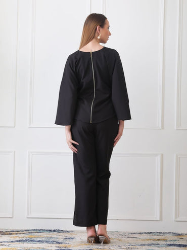 Gaiia Partywear Peplum Co - Ord Set - Black - GAIIA