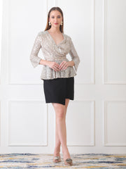 Gaiia Embellished Sequin Wrap Top