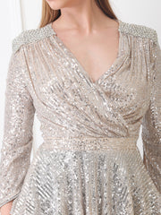 Gaiia Embellished Sequin Wrap Top